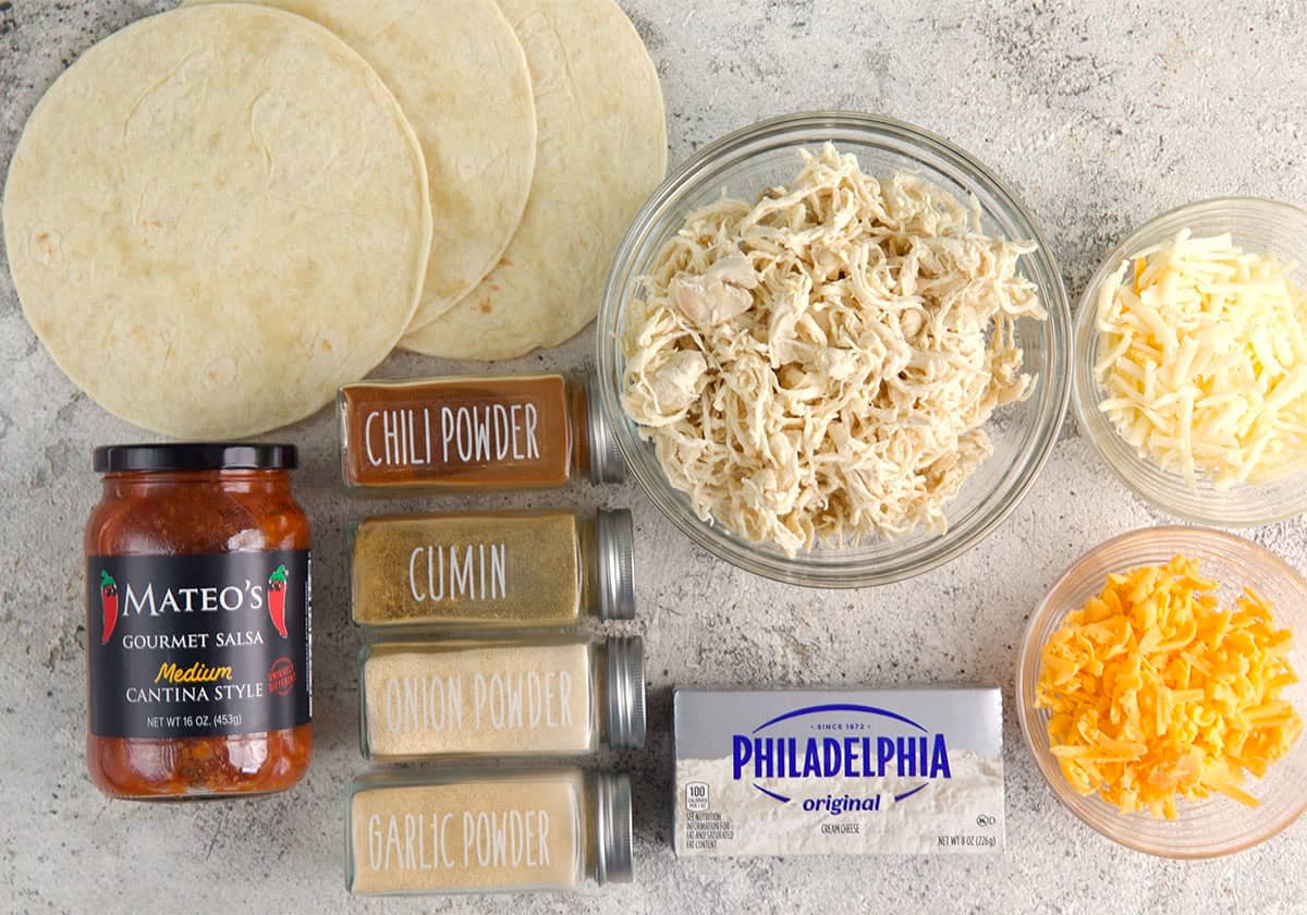 Ingredients for chicken flautas