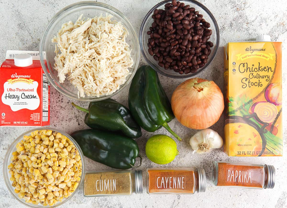 ingredients for chicken poblano soup